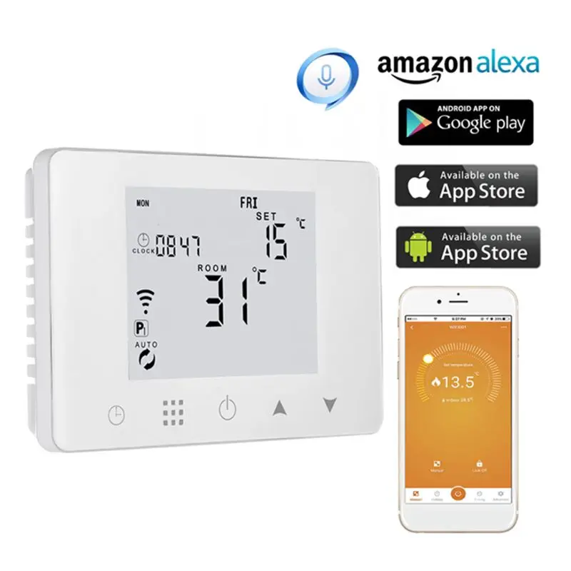 WiFi Room Thermostat Gas Boiler Wall-mounted Heating Wireless Remote Temperature Controller for Alexa Google Home 110V 220V qyh