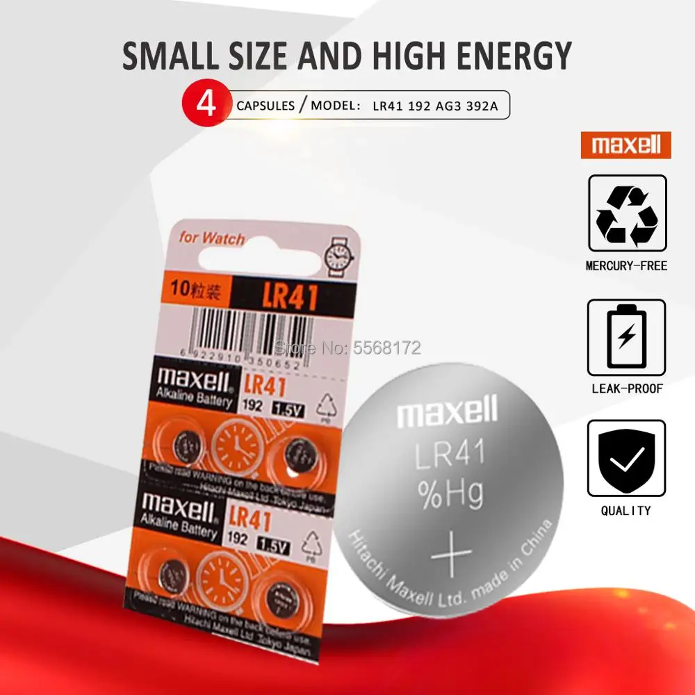 4 шт. LR41 Кнопка AG3 G3A L736 192 392A трансформаторного двигателя Mn Zn/MnO2 1 5 V батарейки