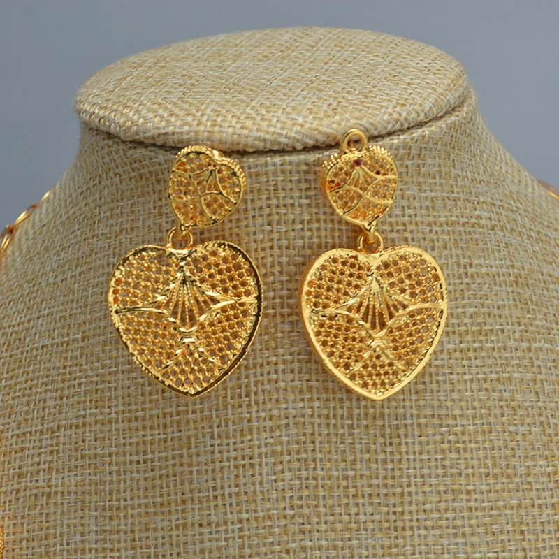 Nupcial boda collar/pendientes conjunto de joyas de color dorado joyeria de moda para mujer etatiope/regalos de fiesta africana