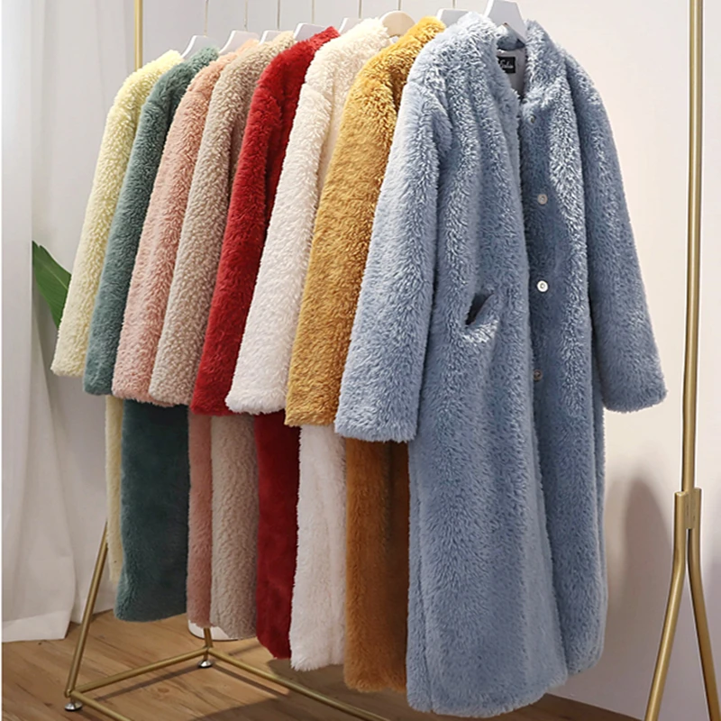 Winter Women Thick Warm Long Faux Fur Coat Female Brand High Quality Fluffy Fur Jacket Plus Size Loose Parkas teddy coat LY711