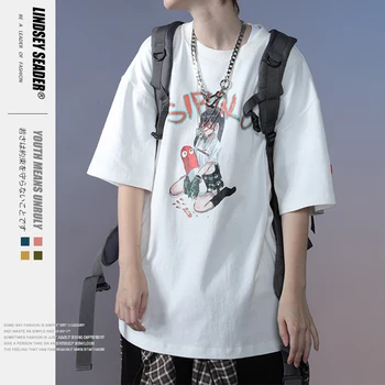 

Women Mens Pills Girl Catroon Printed Streetwear T Shirts 2020 Summer Mens Women Casual Short Sleeve Tops Tees Male Tshirts