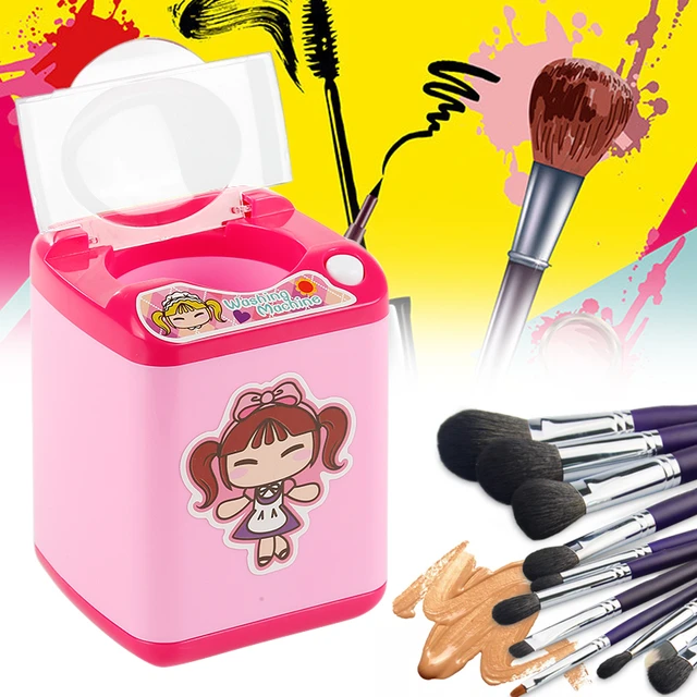 Makeup Washing Machine, Simulation Mini Makeup Brush Cleaner Electric Make  up Sponge Puff Cleaner Device Automatic Cosmetic Tool Children Toy Gift for