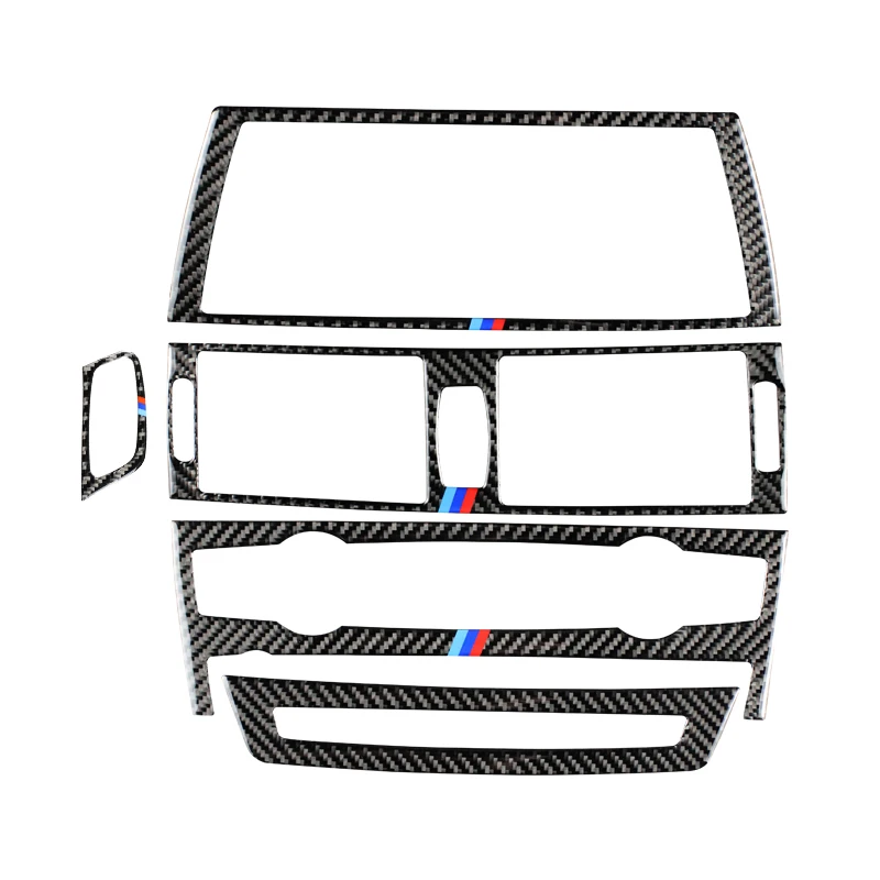 Углеродное волокно автомобиля внутренняя навигация панель управления AC CD Кондиционер Выход рамка отделка для BMW e70 e71 X5 X6 аксессуары