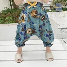 Южная Корея; Новые товары; детская одежда; Летние Новые товары для девочек; Чистый хлопок; Антимоскитные штаны-шаровары ku bao