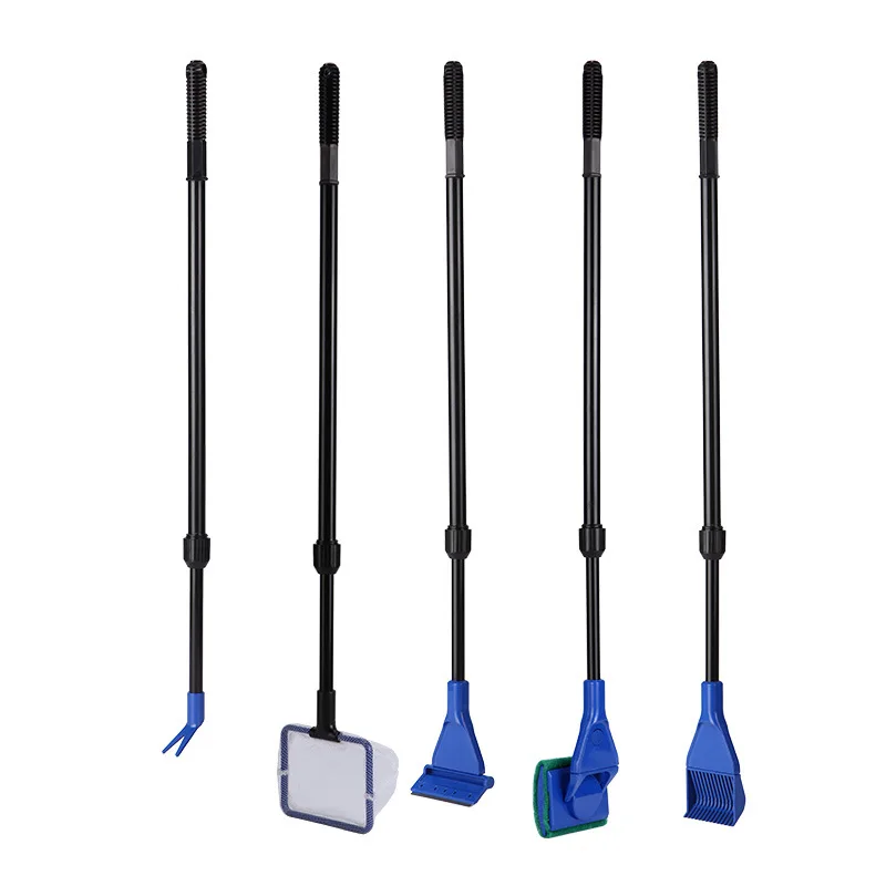 

5 in 1 Aquarium Cleaning Tools Aquarium Tank Clean Set Fish Net Gravel Rake Algae Scraper Fork Sponge Brush Glass Cleaner