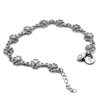 

Fashion beautiful flower lucky charm bracelet 925 sterling silver Four Leaves Bracelet women girl lucky jewelry accessories