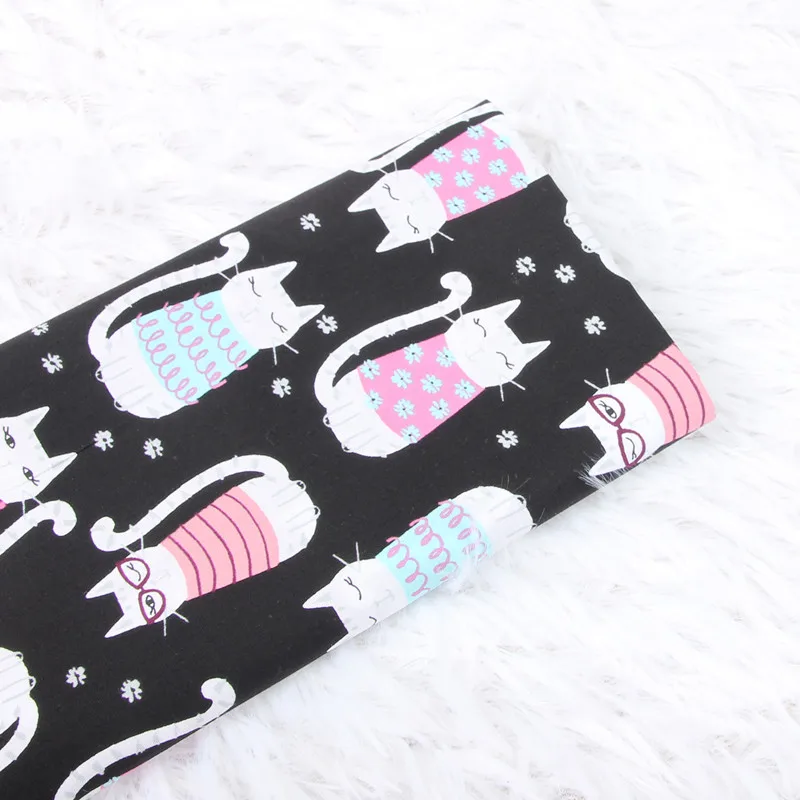 Однометровая хлопковая Поплиновая ткань с рисунком кота, ручная работа, сделай сам, лоскутное платье, детская одежда, CR-125