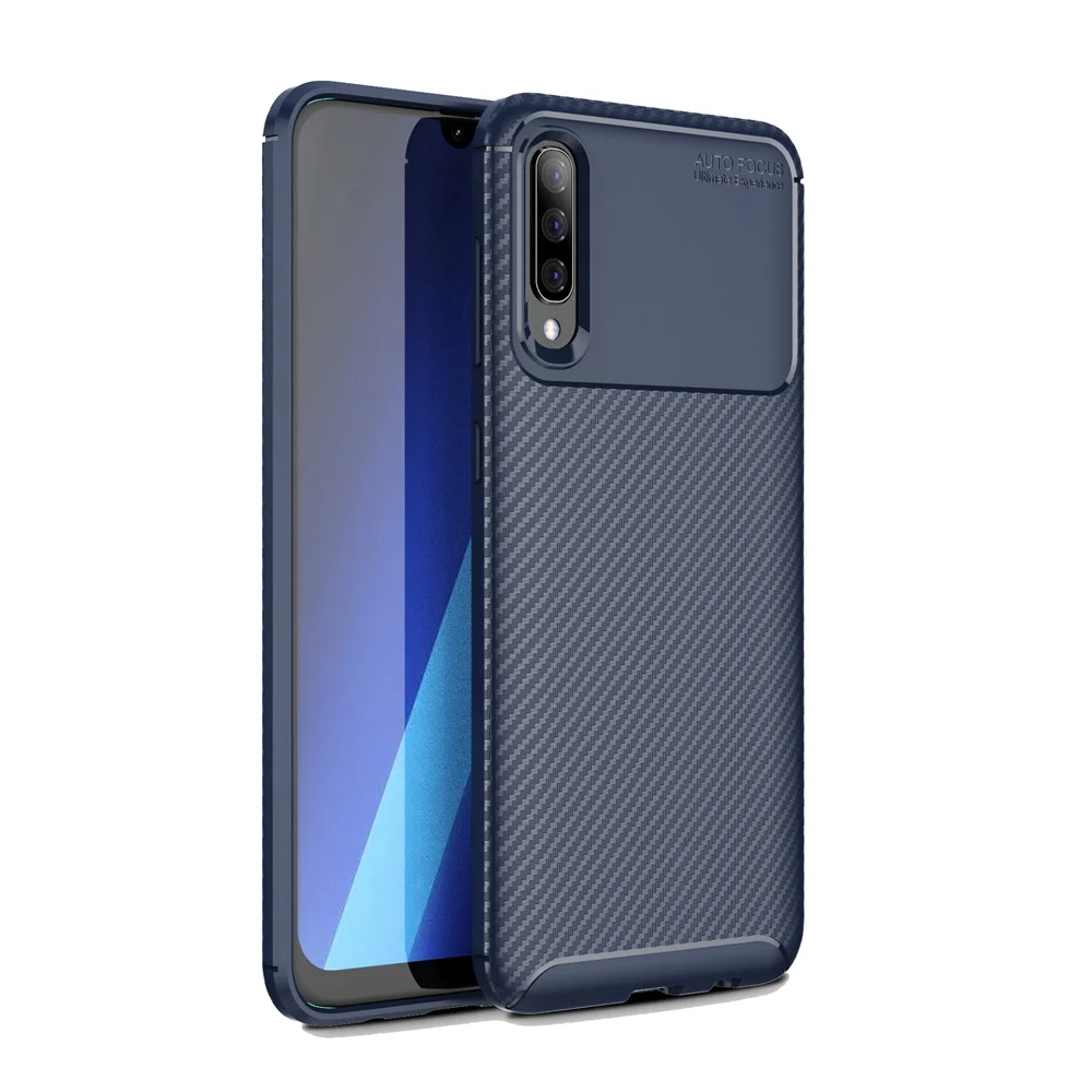 OTAO Мягкий силиконовый чехол для samsung Galaxy A50 A70 A10 A20 A30 A60 M20 M30 A7 A8 плюс чистый углеродный волоконный чехол противоударный чехол - Цвет: Blue