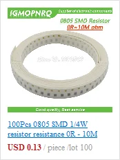 100 шт. 1206 SMD резистор 0R-10 м 1/2 Вт 0 1 10 100 150 220 330 470 Ом 1 К 2,2 К 10 К 100 К 200 К 0R 1R 10R 100R 200R 220R 330R 470R