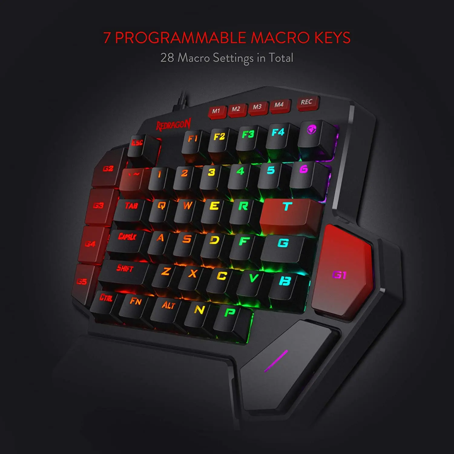 Redragon K585 Diti Teclado de Jogo Mecânico Rgb de Uma Mão 42 Teclas Interruptor Azul Led Mini Teclado da Mão Esquerda para o Jogo Móvel - Imagem 6