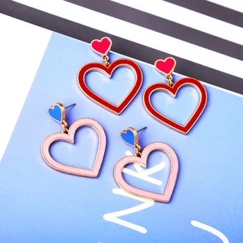 

Fashion Geometry Heart-shaped Earrings New Vintage Temperament Contracted Joker Stud Earrings For Women Jewelry