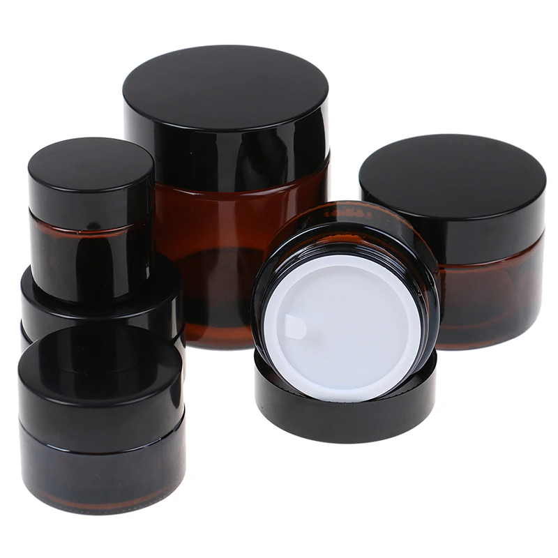 10g/15g/20g/30g/50g Lip Balm Sample Container Jar Pot Glass Amber Brown Cosmetic Face Cream Bottles Makeup Store Vials store