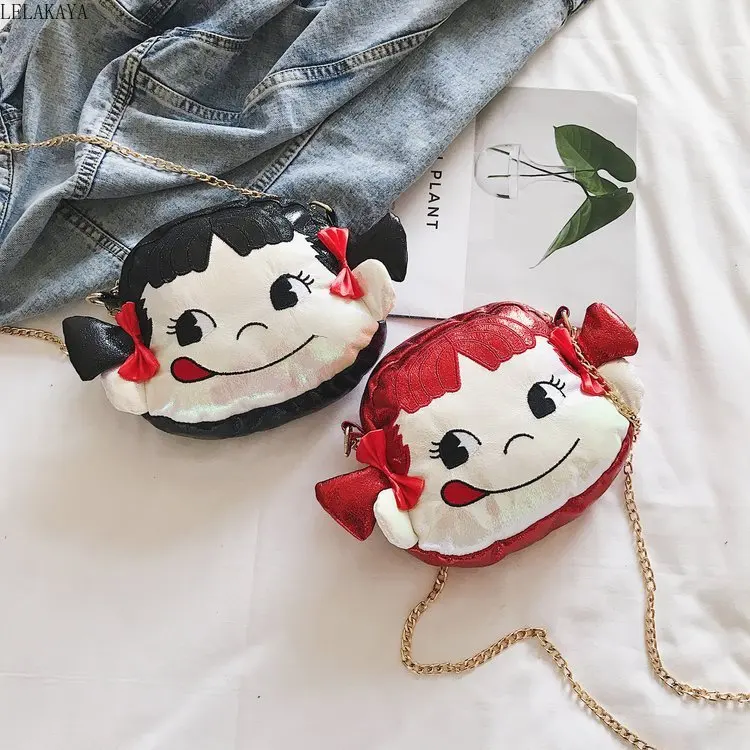Мультфильм Fujiya Poko Kawaii Девушка Сумка через плечо Аниме Фигурка мини PU Черный Красный сумки на плечо модная цепочка унисекс сумка игрушка