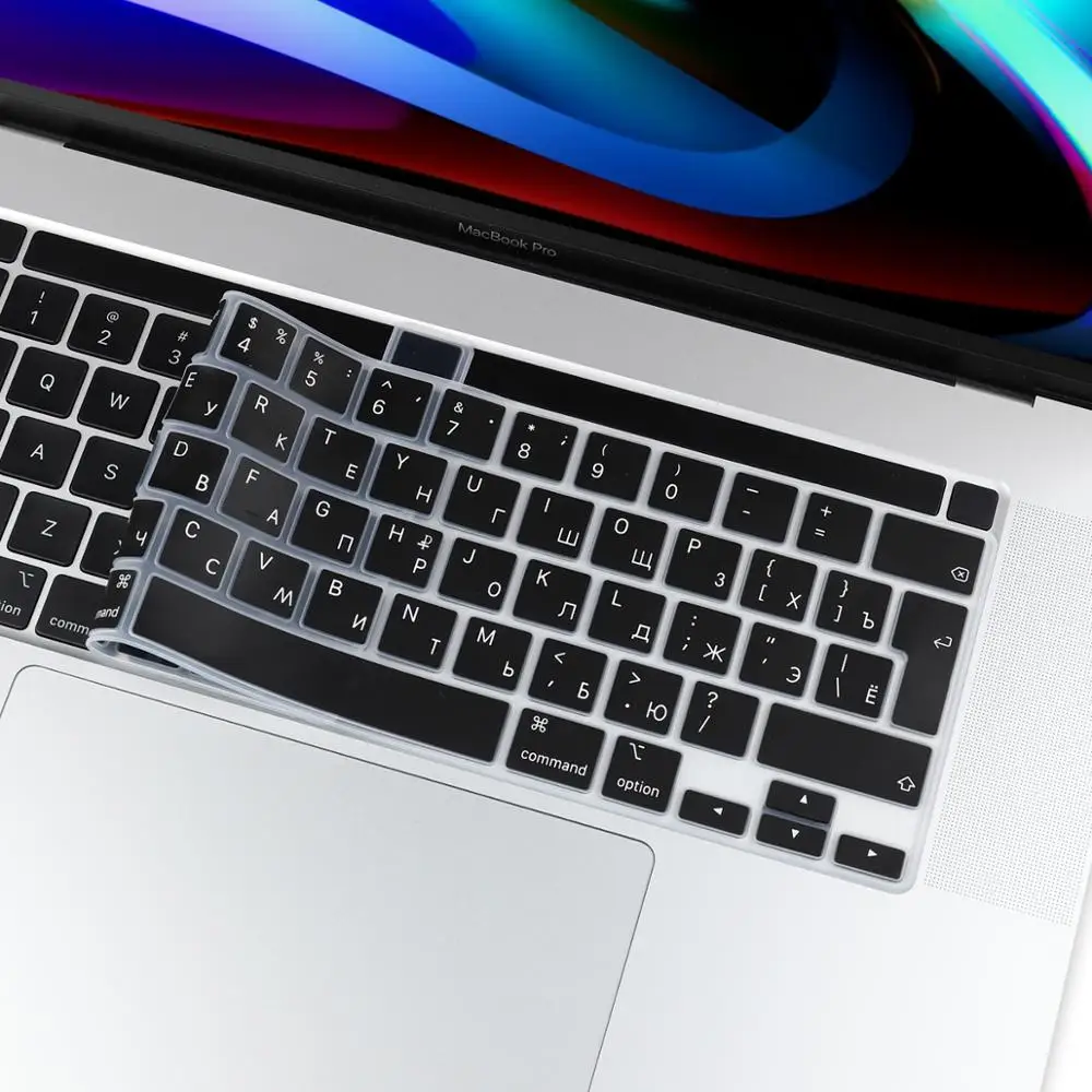 Coque de clavier en Silicone pour nouveau MacBook Pro 13/16/2020/A2141/A2289/A2338 M1, avec barre de touche, EU/russe