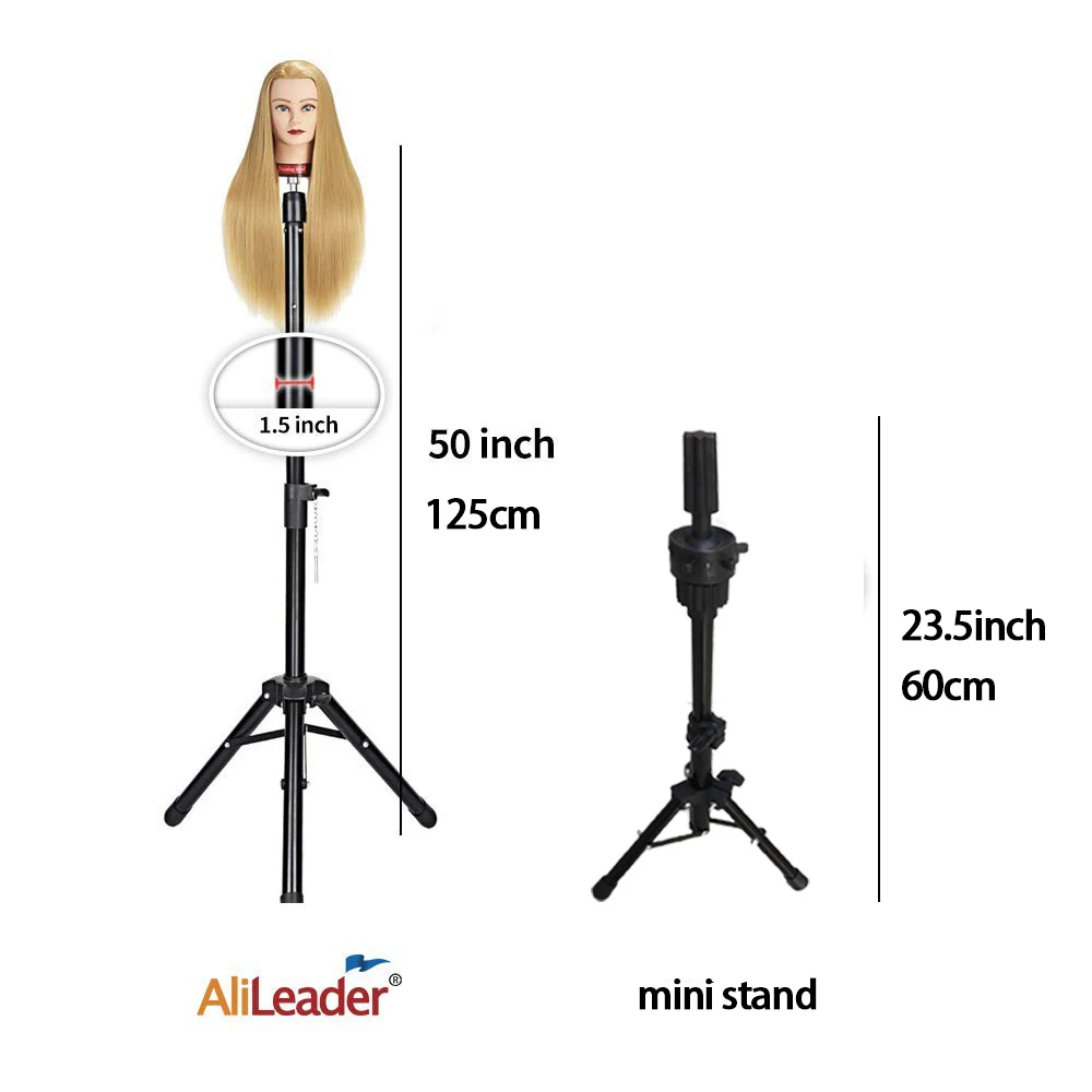 Alileader New 125Cm Wig Stand Wig Tripod With Mannequin Canvas Block Head Adjustable Tripod Stand And  Wig Making kit TPins Gift
