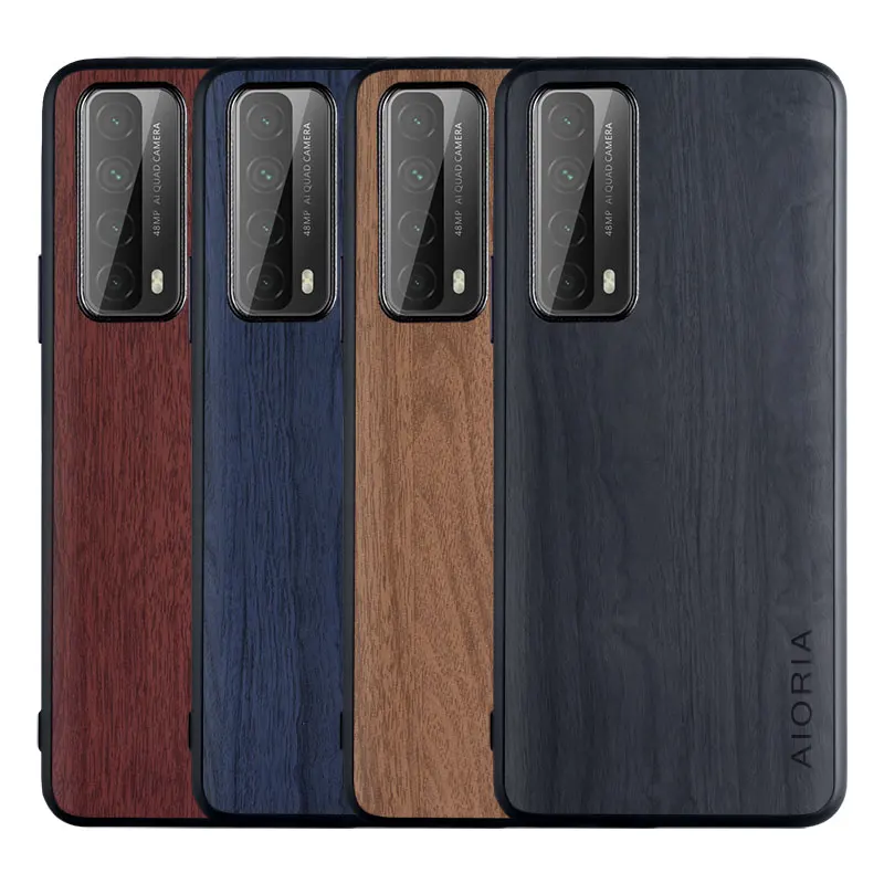 Чехол под дерево для Huawei P smart 2021 мягкие ТПУ Силиконовые и деревянные чехлы из