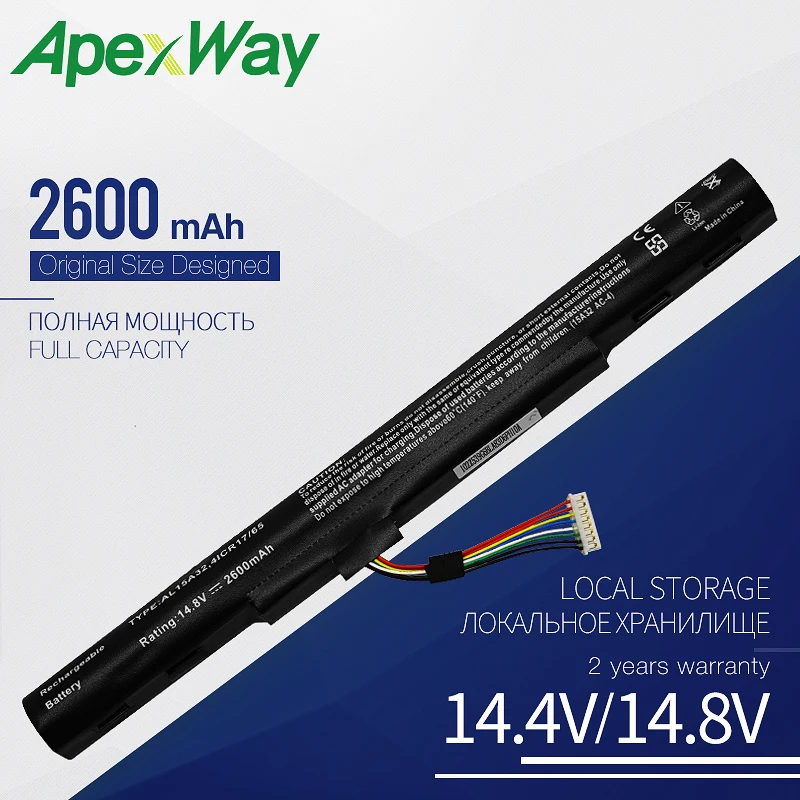 Аккумулятор Apexway для ноутбука Acer Aspire 14 8 в al15a32 батарея ноутбуков E5 522 5 1 40 3 4