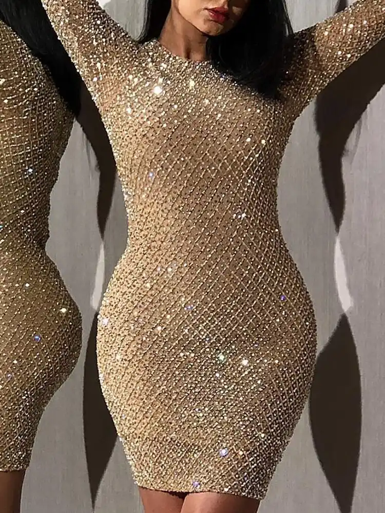 vestido dourado aliexpress