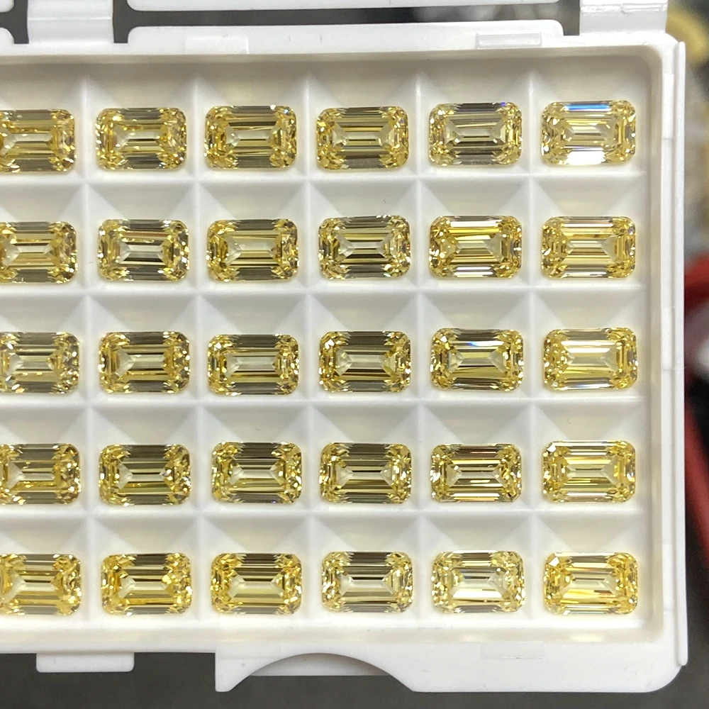 Meisidian 6A 6X9mm 3.6 Carat Emerald Cut Loose Cubic Zirconia Vivied Yellow CZ Diamond