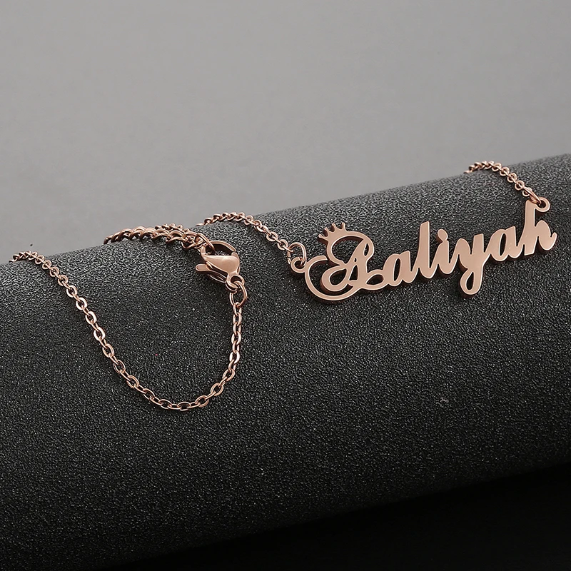 Personalized Name Necklace Crown Custom 