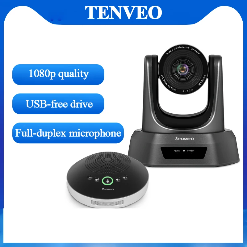 

Tenveo USB PTZ Camera 1080P Conference Camera 3x Zoom USB Plug-N-Play for PC laptop Smart TV for Handdle Rooms Conference