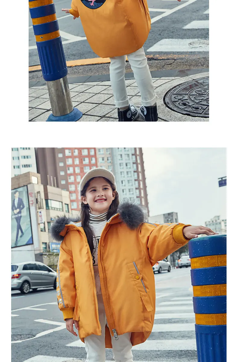 new girls down jacket long winter parkas with natural fur hoodies teen girls outerwear