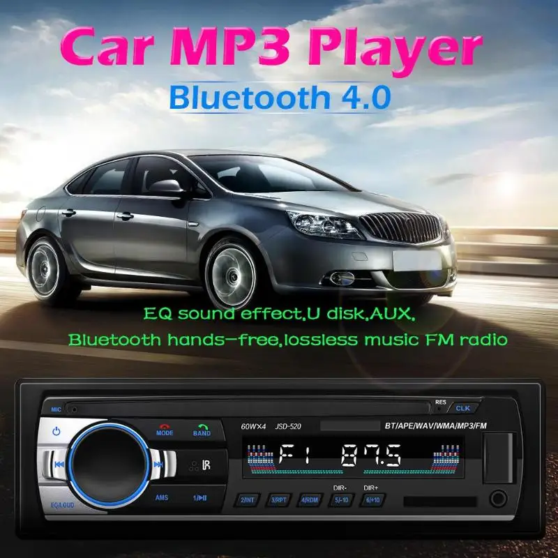 VODOOL JSD-520C-B автомобильный радиоприемник с Bluetooth для стерео-Радио автомобильной FM AUX вход приемник SD USB 12 В в-тире 1 din автомобильный MP3 мультимедийный плеер