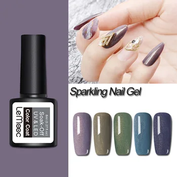 

1 Bottle LEMOOC 8ml Sparkling Nail Gel Polish Gold Laser Shimmer Glitter Sequins Soak Off Nail Art UV LED Gel