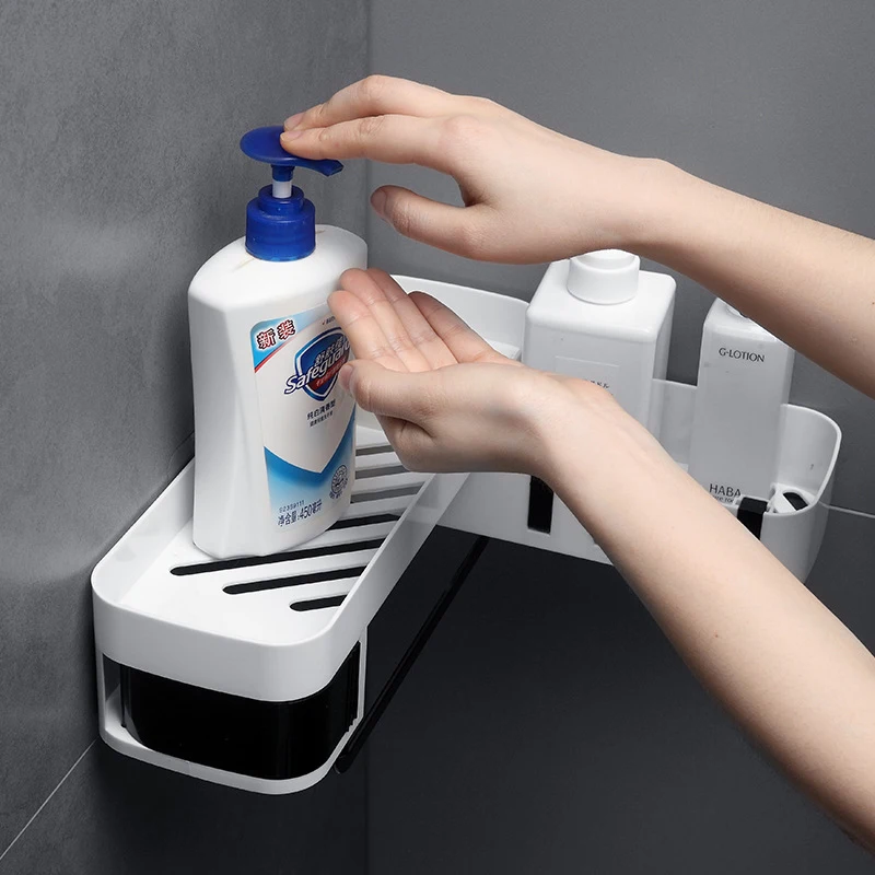 Rotating Shelf Washroom Custody Rack Wall Mount Free Punch Cosmetics