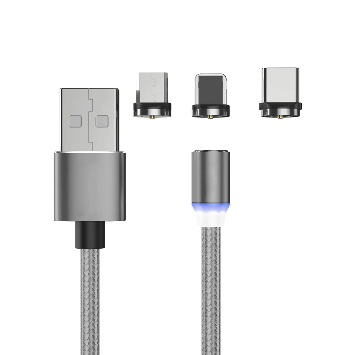 VANLEAD Магнитный USB кабель type-C Iphone зарядное устройство Micro Usb кабель для Iphone Xr Oneplus 6t samsung S9 Xiaomi Redmi Note 8 Pro - Цвет: Grey 3 plug