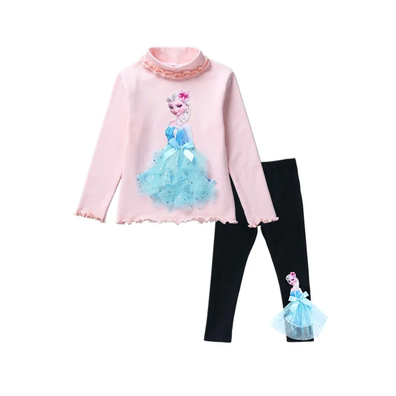 Skup Nastoletnie dziewczyny odzież jesień stroje Elsa haft koszula z długim rękawem i sofia księżniczka legginsy z lodowym wzorem słodkie ubrania dla dzieci kostium