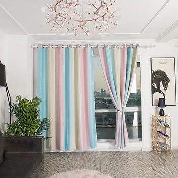 

1 Panel Star Curtains Blackout Curtains Colorful Double Layer Star Window Curtains For Kids Girls Bedroom Living Room Decoration