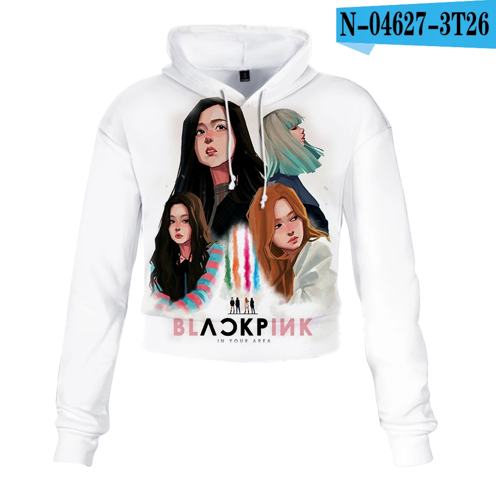 Женская толстовка с длинным рукавом, Черный Розовый пуловер, Kpop толстовки, Толстовка Женская 3D укороченная толстовка женская одежда женские толстовки - Цвет: one