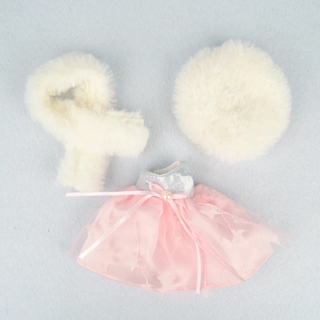 6 inch Bjd Doll Clothes For Dolls 16cm Toys Wedding Dress Spring Summer Autumn Winter Season Clothing Suit Furs For Girls 15cm Fur white