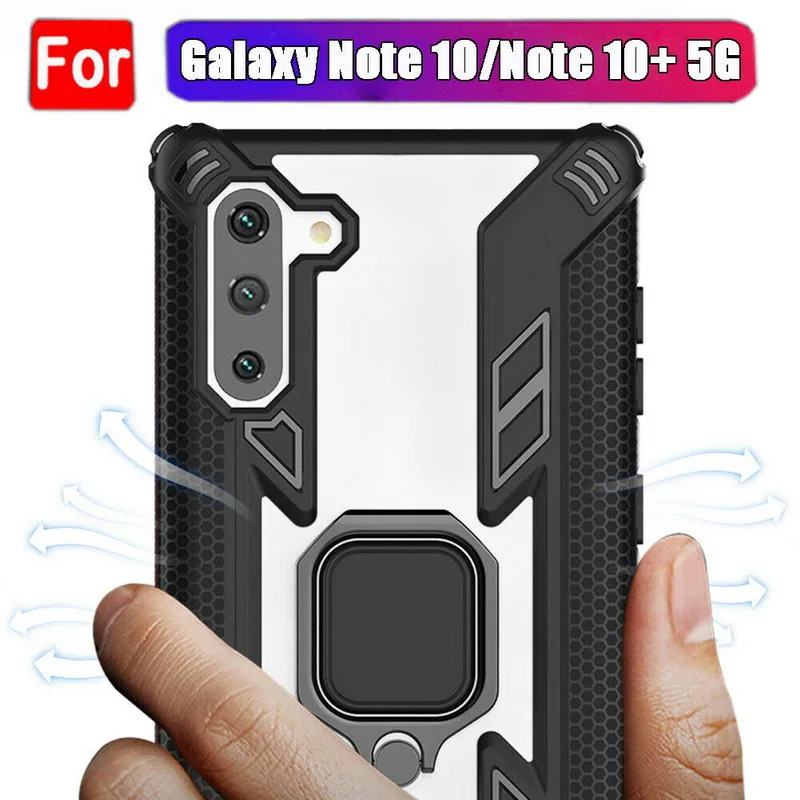 

For Samsung Galaxy Note 10 Plus Armour Shockproof Ring Car Holder Case Cover For Samsung Note 10 Pro Ptotective Case Coque