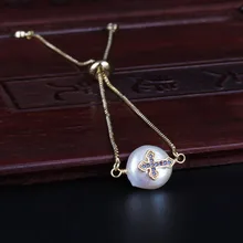 Глубокий темно-синий cz Крошечный крест религиозные амулеты из пресноводного жемчуга Изысканная золотая цепочка браслет для женщин подарок на свадьбу День рождения