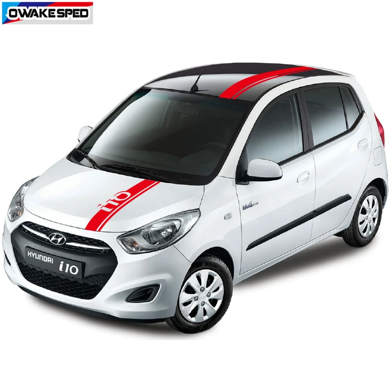 Racing Sport Stripes For Hyundai i10 Car Hood Roof Tail Decor Sticker