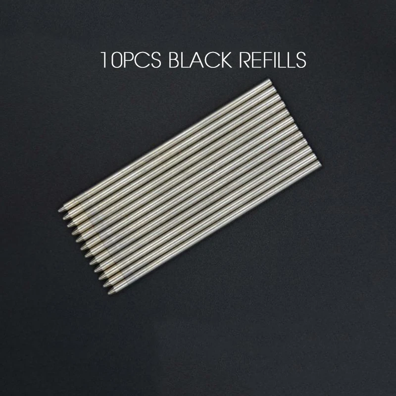 10pcs Black Refills Andstal M& G 3+ 1 полностью Металлическая многофункциональная ручка, Многофункциональный механический карандаш, 3 цвета, шариковые ручки, креативные умные буквы, серебро - Цвет: 10pcs Black Refills