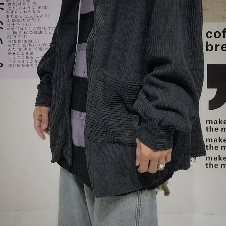 Harajuku уличная одежда для женщин и мужчин, большие размеры, с карманами, на пуговицах, с лацканами, вельветовое пальто, куртка, зима, осень, Blusas, топ, корейский, японский
