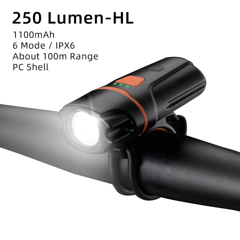 HL1704-200 ROCKBROS велосипедный светильник, непромокаемый, USB, перезаряжаемый, светодиодный, 2000 мА/ч, MTB, передняя лампа, головной светильник, алюминиевый, ультра-светильник, светильник-вспышка, велосипедный светильник - Цвет: HL1704-200