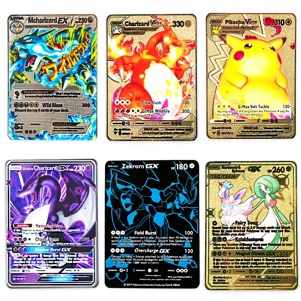 子供のためのポケモンメタルカード おもちゃ クリスマスプレゼント ピカチュウ メガゴールドメタル スーパーゲームコレクション Game Collection Cards Aliexpress