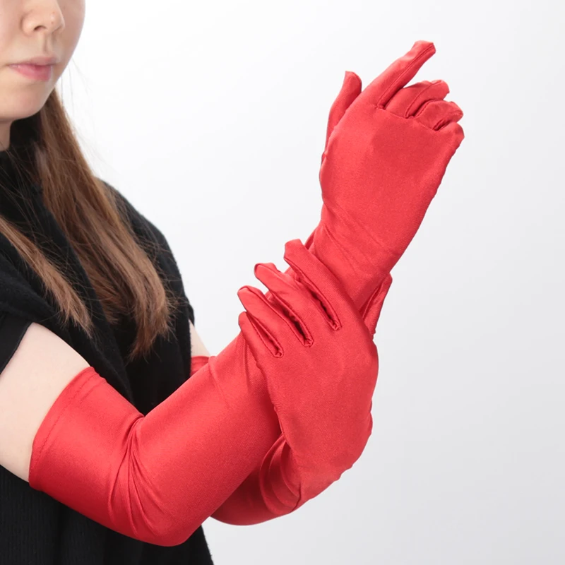 New Classic Adult Black Opera/Elbow/Wrist Stretch Satin Finger Long Fashion Gloves Women Flapper Driving Gloves Matching Costume