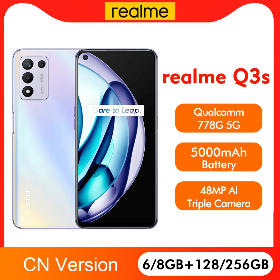 Realme Q3s 5G Smartphone 6.6” Screen Qualcomm Snapdragon 778G 5000mAh Battery 30W Charge 48MP Main Camera Android Smart Pnone laptop ram