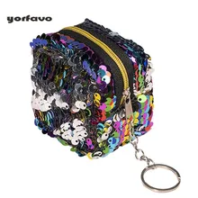 Новая мода унисекс двойной цвет круговой блёстки портмоне стерео Женский мини кошелек для хранения маленькая сумка