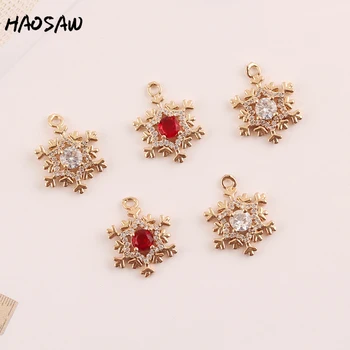 

HAOSAW 13*17MM 4Pcs/Lot Earrings Charms/Coloful Crystal Charm/Snowflake Designs/Earring Findings/Jewelry Accessories/Hand Made