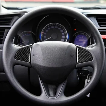 

Hot Car Steering wheel Button Stickers Durable Carbon Fiber Material Vehicle Bearing Circle Trim Fit for Honda Fit/Jazz 2014-201