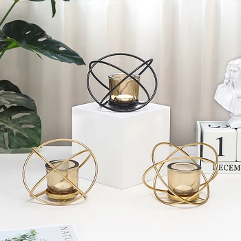 

Creative Nordic Geometric Candle Holder European Christmas Decorations for Home Velas Decoraci N Del Hogar Lantern Holder AA50ZT
