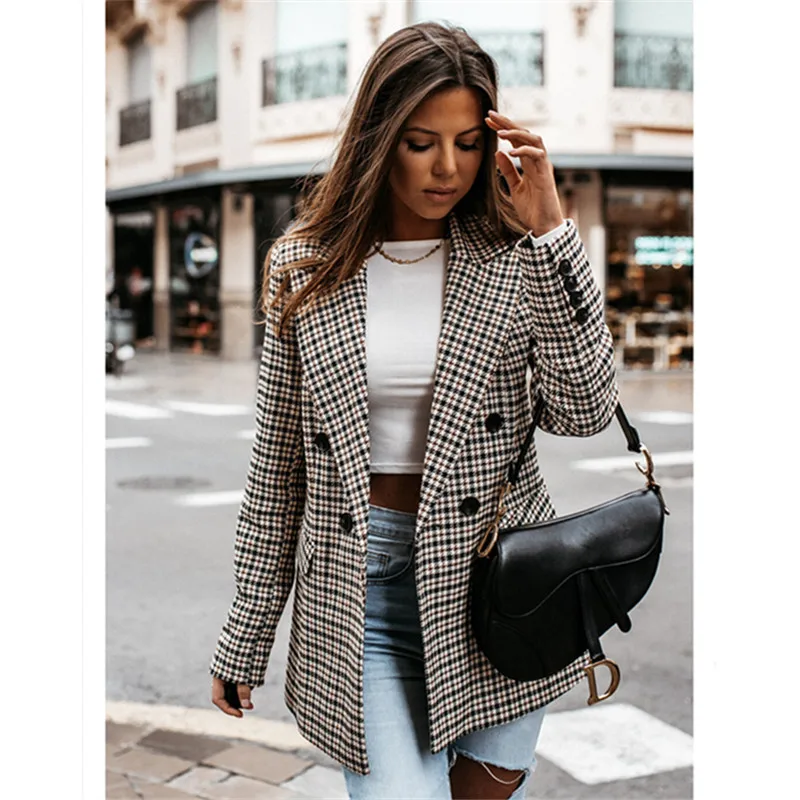 Plus Size Women Blazer Double Breasted 
