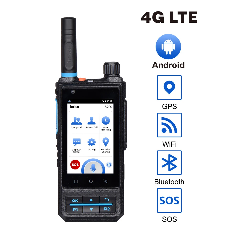Inrico S200 4G LTE Network Radio Android Mobile Phone GPS WIFi Blue Tooth SOS Flashlight 4000mAh Battery Zello PTT  Smartphone