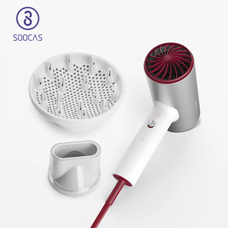 SOOCAS-secador de pelo eléctrico de anión, difusor de secado rápido portátil para el cuidado del cabello, profesional, de viaje, H5, 1800W